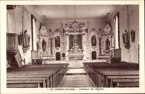 Ak Le Langon Vendée, Intérieur de l'Eglise, Innenansicht der Kirche, Altar