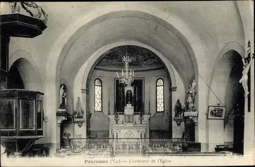 Ak Pourcieux Var, Intérieur de l'Eglise, Innenansicht der Kirche, Altar