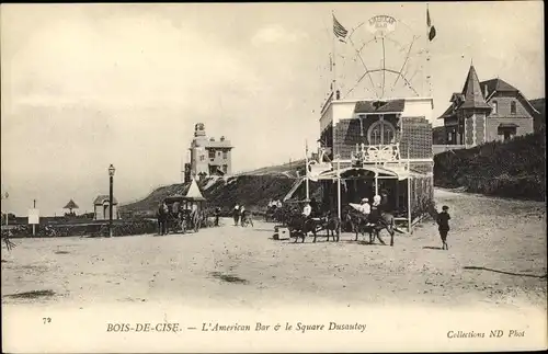 Ak Bois de Cise Somme, L'Americain Bar et le Square Dusautoy, Reiter, Häuser