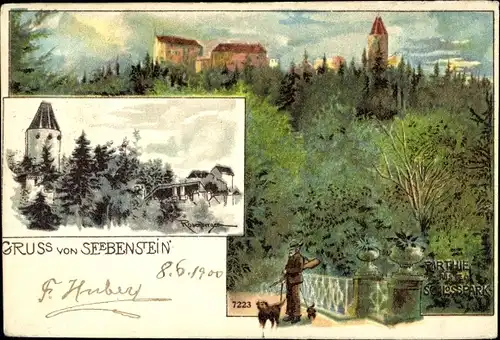 Künstler Litho Rosenberger, Seebenstein in Niederösterreich, Schloss, Jäger im Schlosspark