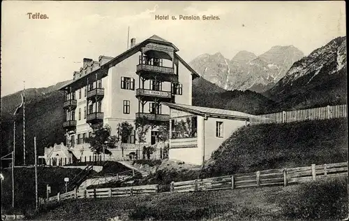 Ak Telfes im Stubai in Tirol, Hotel und Pension Serles