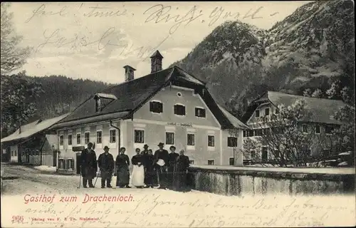 Ak Sankt Leonhard Grödig in Salzburg, Gasthof zum Drachenloch
