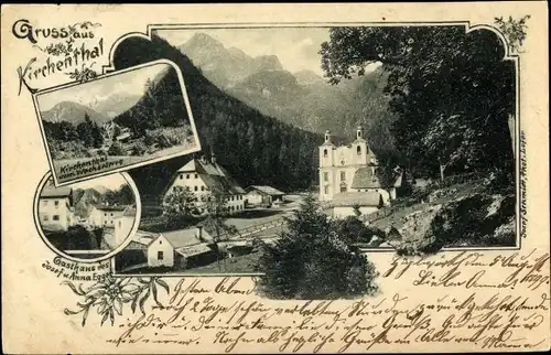 Ak Sankt Martin bei Lofer Salzburg, Maria Kirchenthal, Gasthaus Josef und Anna Egger, Wechselweg
