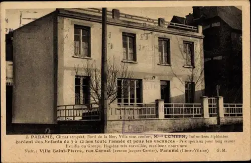 Ak Paramé Ille et Vilaine, Villa de Mmes Combes, Villa Saint Pierre, rue Carnot