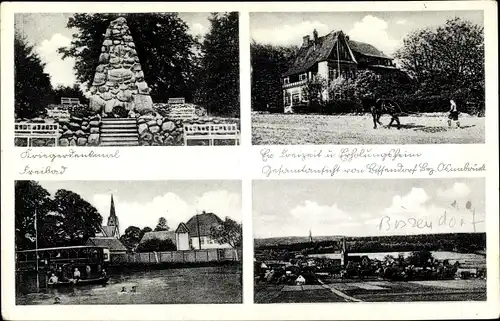 Ak Bissendorf in Niedersachsen, Kriegerdenkmal, Freibad, Freizeit und Erholungsheim, Panorama