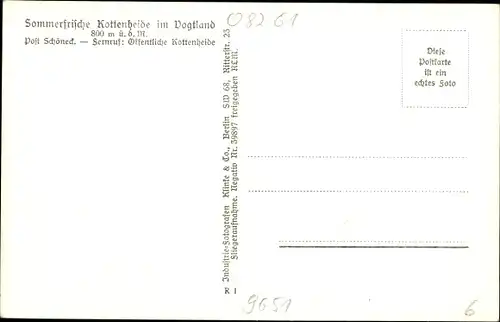 Ak Kottenheide Schöneck im Vogtland Sachsen, Fliegeraufnahme, Kottenheide, Klinke 12160