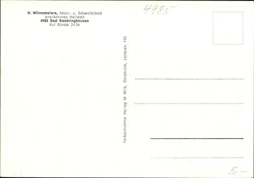Ak Bad Randringhausen Dünne Bünde in Ostwestfalen, Moor und Schwefelbad, H. Wilmsmeiers