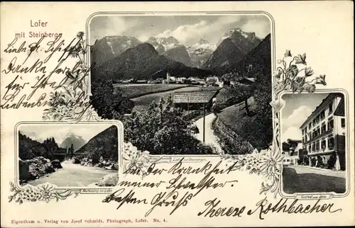 Ak Lofer in Salzburg, Panorama, Teufelssteg, Gasthof zum Bräu