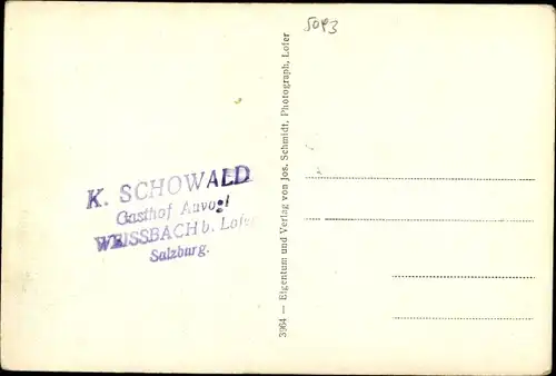 Ak Weißbach in Salzburg, Gasthof zum Auvogel, Inh. K. Schowald