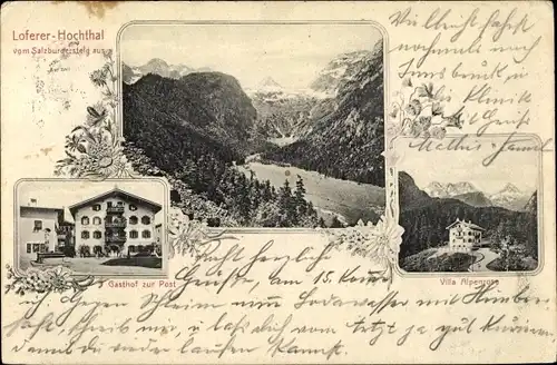 Ak Lofer in Salzburg, Loferer Hochtal, Gasthof zur Post, Villa Alpenrose