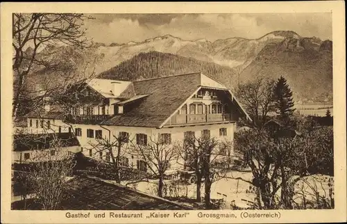 Künstler Ak Großgmain in Salzburg, Gasthof und Restaurant Kaiser Karl