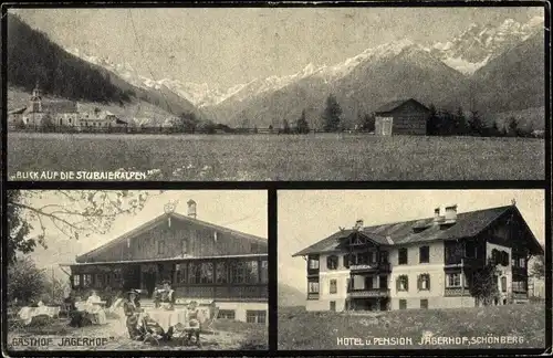 Ak Schönberg im Stubaital in Tirol, Stubaier Alpen, Gasthof Jagerhof, Hotel und Pension