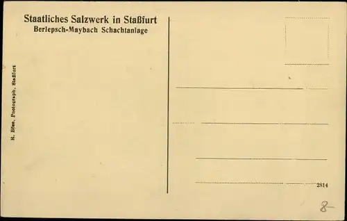 Ak Staßfurt Sachsen Anhalt, Staatliches Salzwerk, Berlepschschacht, Schachthängebank