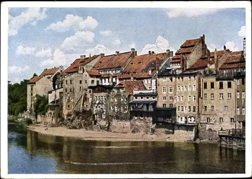 Ak Görlitz in der Lausitz, Alte Gerberhäuser vom Wasser gesehen