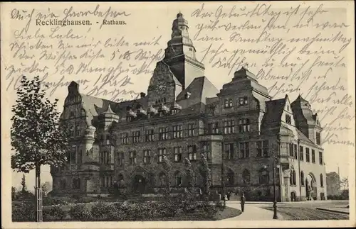 Ak Recklinghausen im Ruhrgebiet, Blick auf das Rathaus