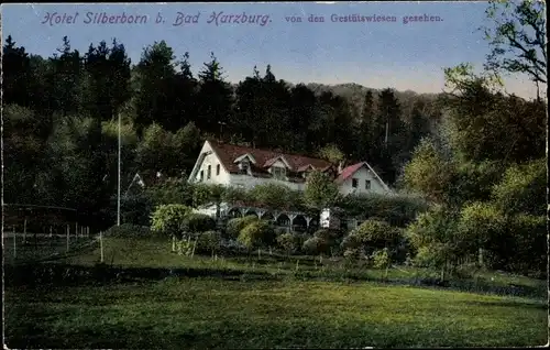 Ak Bad Harzburg in Niedersachsen, Blick nach Hotel Silberborn von den Gestütswiesen aus