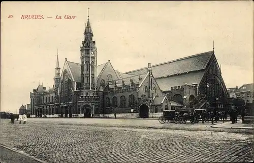 Ak Bruges Brügge Flandern Westflandern, Blick auf den Bahnhof, la gare
