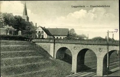 Ak Laggenbeck Ibbenbüren im Tecklenburger Land, Eisenbahnbrücke, Bahnstrecke