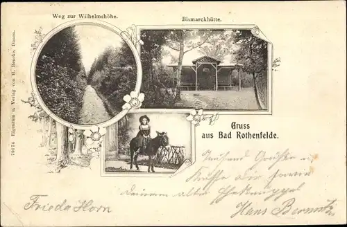 Passepartout Ak Bad Rothenfelde am Teutoburger Wald,Bismarckhütte, Wihelmshöhe, Kind und Esel
