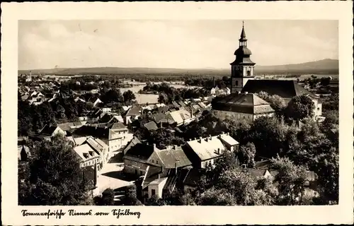 Ak Mimoň Niemes Region Reichenberg, Panorama vom Schulberg, Kirche, Wohnhäuser