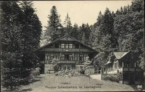 Ak Tabarz im Thüringer Wald, Blick auf Pension Schweizerhaus im Lauchagrund