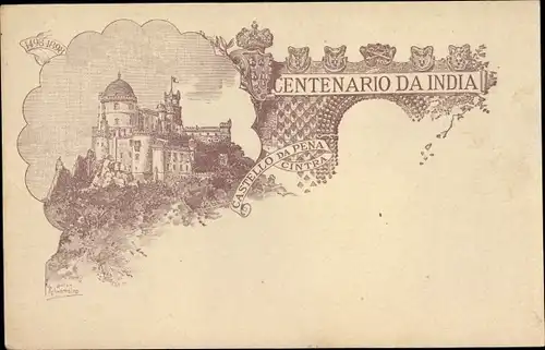 Ganzsachen Litho Portugal, 20 Réis, Centenario da India, Castello da Pena Cintra