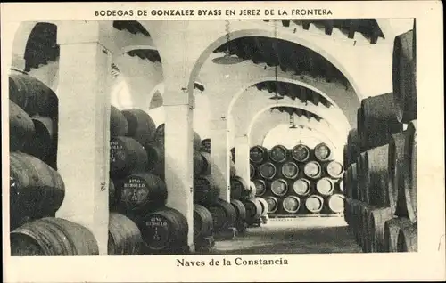 Ak Jerez de la Frontera Andalusien Spanien, Bodegas Gonzalez Byass, Naves de la Constancia, Sherry