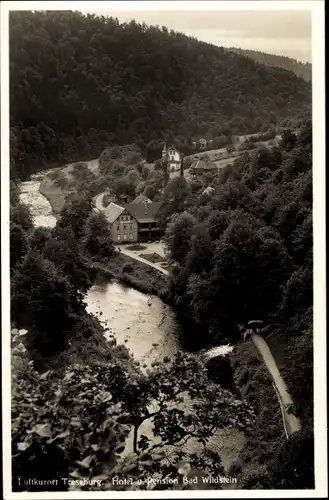 Ak Treseburg Thale im Harz, Hotel und Pension Bad Wildstein, Panorama