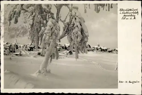 Ak Masserberg im Thüringer Schiefergebirge, Schnee, Panorama