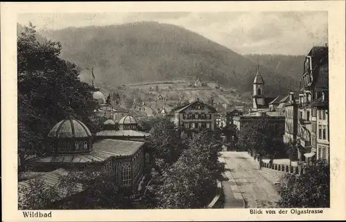 Ak Bad Wildbad Baden Württemberg, Blick von der Olgastraße, Kirche, Panorama