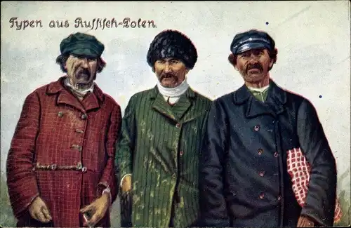 Ak Typen aus Russisch Polen, Männer in traditioneller Kleidung