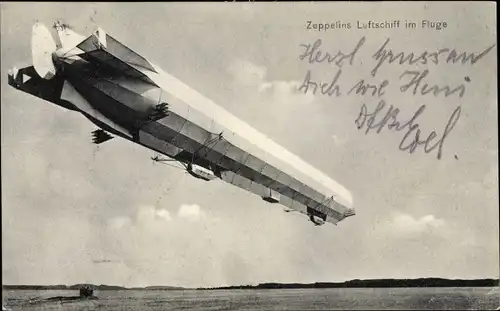 Ak Zeppelins Luftschiff im Fluge, Bodensee
