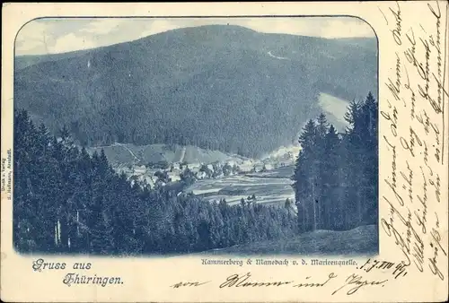 Passepartout Ak Manebach Ilmenau Thüringen, Kammerberg, Panorama von der Marienquelle