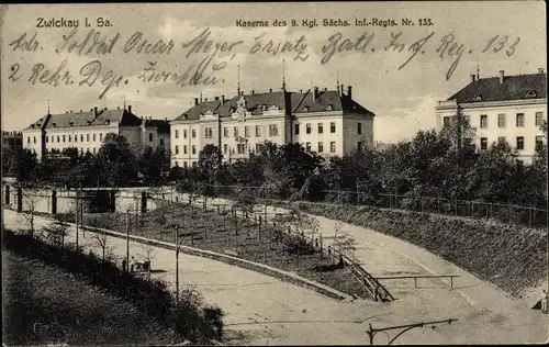 Ak Zwickau in Sachsen, Kaserne des 9. Kgl. Sächs. Inf Regt Nr 133