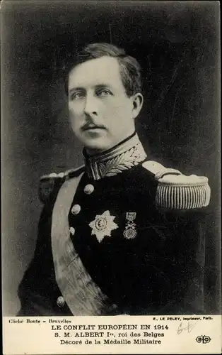 Ak König Albert von Belgien, Portrait in Uniform, Roi Albert de Belgique