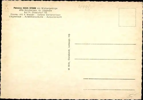 Ak Bad Holzhausen Preußisch Oldendorf, Pension Haus Stork, verschiedene Ansichten