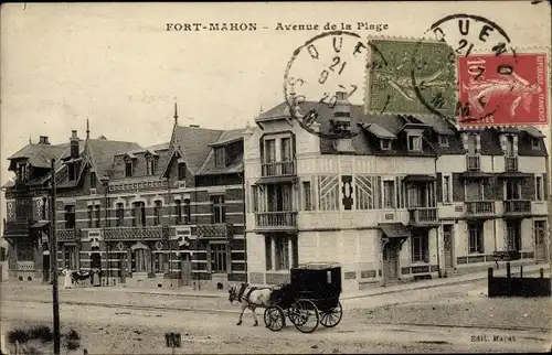 Ak Fort Mahon Plage Somme, Avenue de la Plage, Strandpromenade, Kutsche