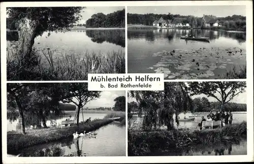 Ak Bad Rothenfelde am Teutoburger Wald, Mühlenteich, Helfern, Seerosen