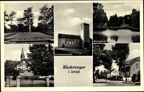 Ak Westerenger Enger in Ostwestfalen, Denkmal, Kirche, Baringhof, Schule