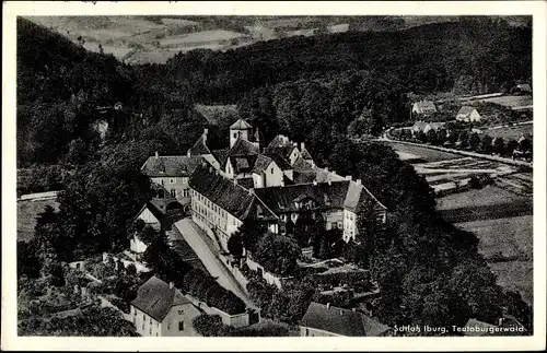 Ak Bad Iburg in Niedersachsen, Panoramaansicht von Schloss Iburg und Umgebung, Teutoburger Wald