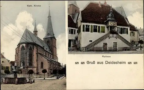 Ak Deidesheim Rheinland Pfalz, Kath. Kirche, Rathaus