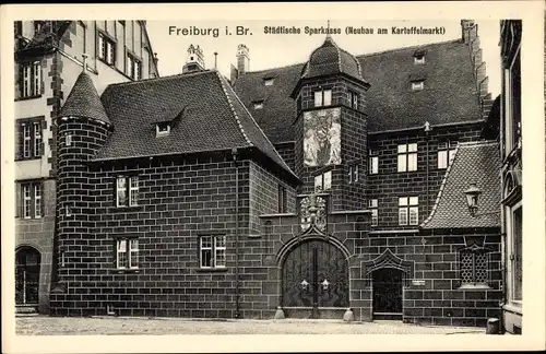 Ak Freiburg im Breisgau, Städtische Sparkasse, Neubau am Kartoffelmarkt