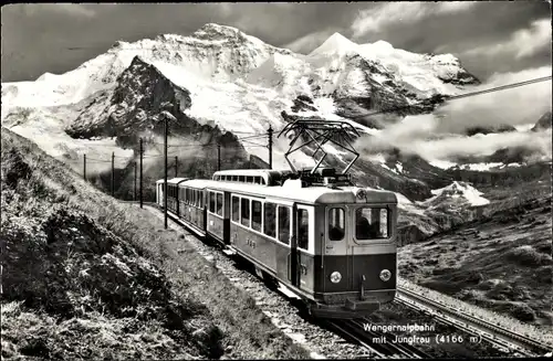 Ak Schweiz, Wengernalpbahn mit Jungfrau, Zahnradbahn