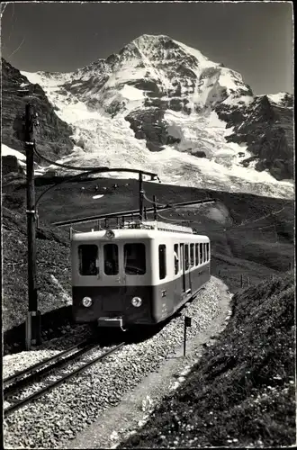 Ak Schweiz, Jungfraubahn, Zahnradbahn, Mönch, Bahnstrecke, Landschaftsblick