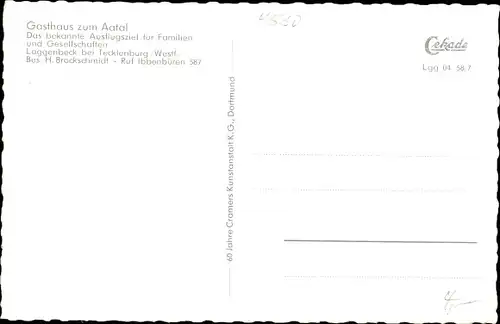 Ak Laggenbeck Ibbenbüren, Gasthaus zum Aatal, Inh. H. Brockschmidt, Innen und Außen