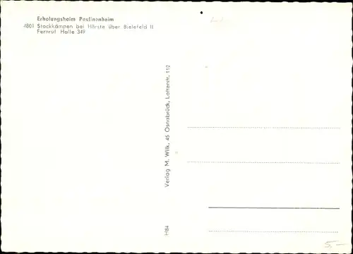 Ak Stockkämpen Hörste Halle in Westfalen, Partie am Erholungsheim Paulinenheim