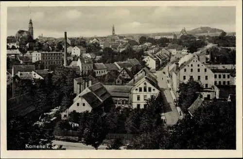 Ak Kamenz in Sachsen, Blick über die Dächer der Stadt, Kirche