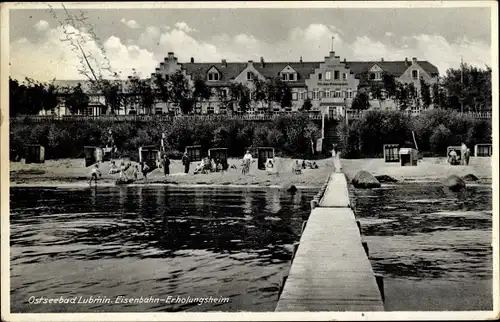 Ak Seebad Lubmin, Blick auf Strand und Erholungsheim