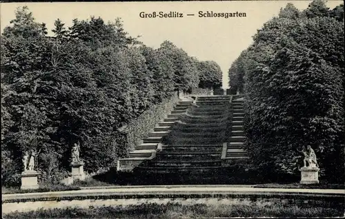 Ak Groß Sedlitz in Sachsen, Treppen im Schlossgarten