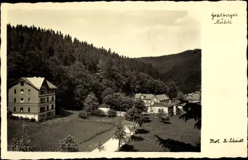 Ak Gehlberg in Thüringen, Gehlberger Mühle, Panoramaansicht von Ortschaft und Umgebung